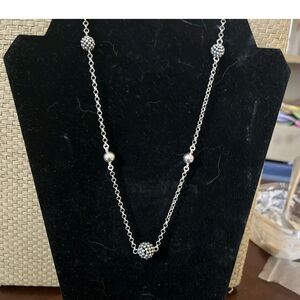 Elegant Silver Beaded Necklace & Matching Bracelet Set